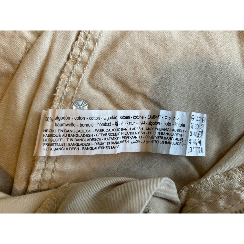 Bershka Mens Cargo Pants 40 30 Khaki Beige Straight Leg Medium Rise Utility Pock - Picture 9 of 15